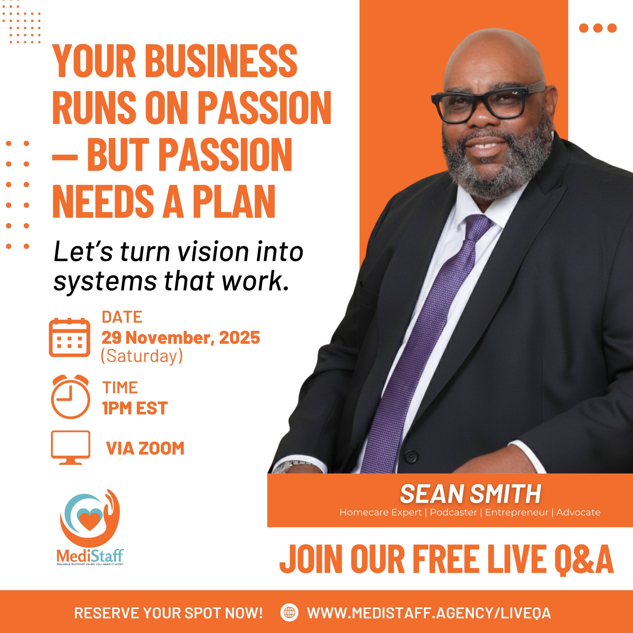 Growth should feel steady, not stressful. Learn strategies to expand your business and protect your energy. 🌿
Join our Live Q&A
💻 Free & open for everyone — healthcare or not!
🔗 www.medistaff.agency/liveqa
#SustainableGrowth #HealthcareLeadership #LegacyBuilding #LiveQA #OpenForAll #MediStaff #FreeWebinar