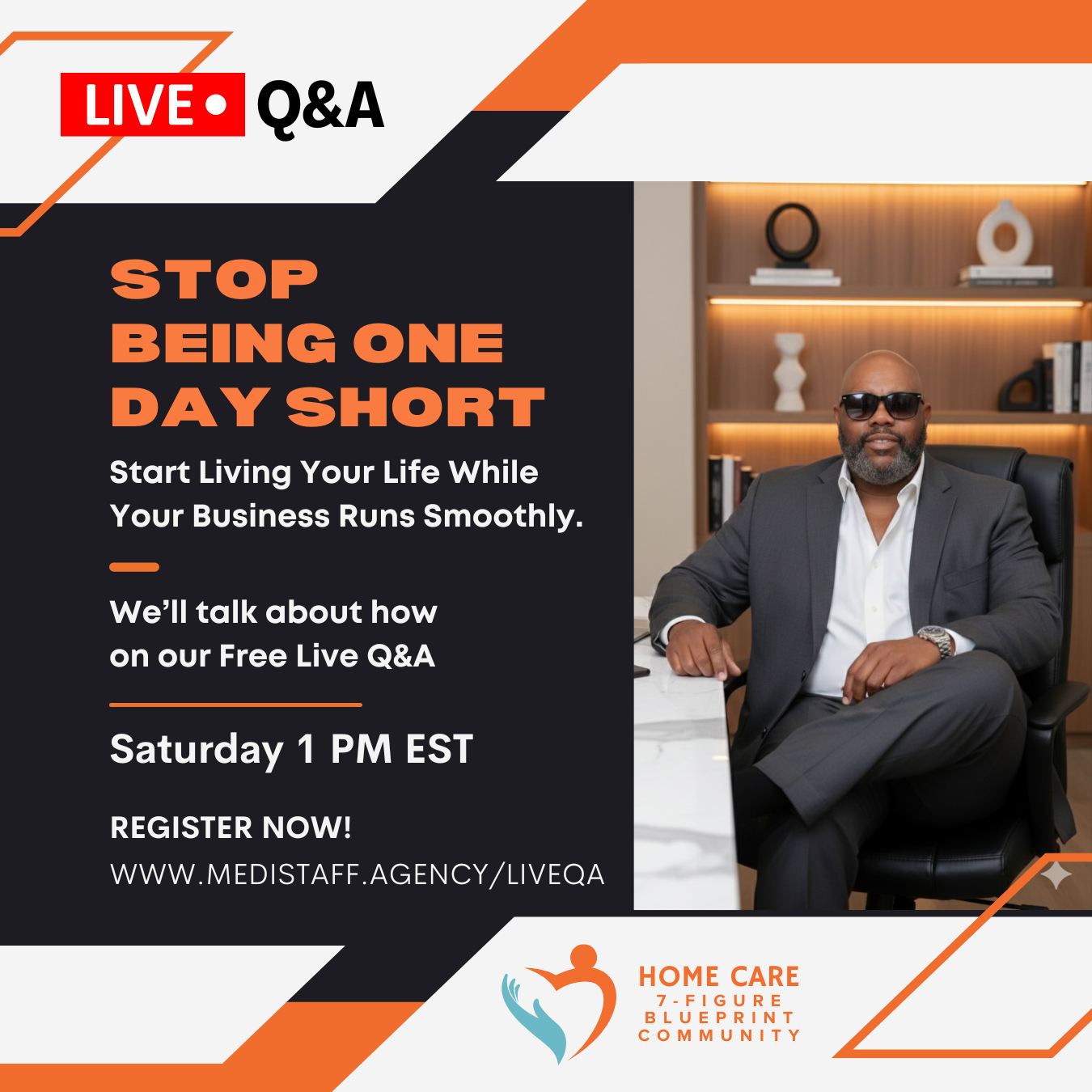 Are you always “one day short” in your week? 😩
It doesn’t have to be this way. In just 30 minutes on Sunday, you can design your week, protect your time, and stop letting urgent fires run your business.
Let’s talk through the exact system that changed everything for me on our Live Q&A, Saturday at 1 PM EST. Free worksheet provided! Sent directly to your inbox when you register. — we’re building your week together! 📝
Register now at https://www.medistaff.agency/liveqa
#EntrepreneurLife #AgencyOwnerTips #LiveQandA #TimeManagement #SmallBusinessGrowth #WorkLifeBalance #SundayPlanning