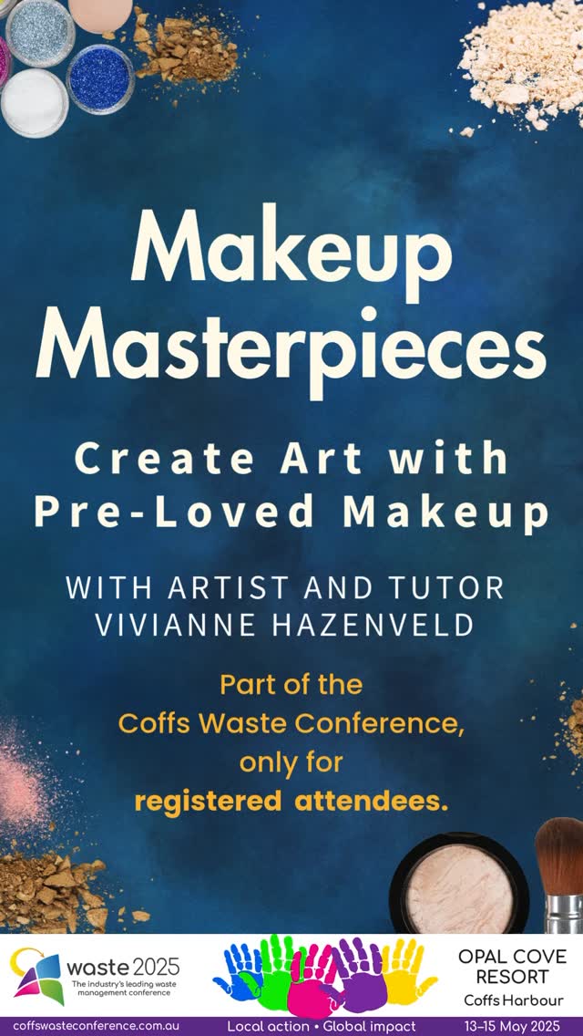 I’ll be presenting my popular Makeup Masterpieces Workshop to the attendees of the Coffs Waste Conference this week. It is such a fun session and I’m so looking forward to bringing it to a totally new audience. There may even be a few well respected tv personalities on the list! #coffswasteconference #waste2025
To register for the conference: https://www.coffswasteconference.com.au/2025/registration