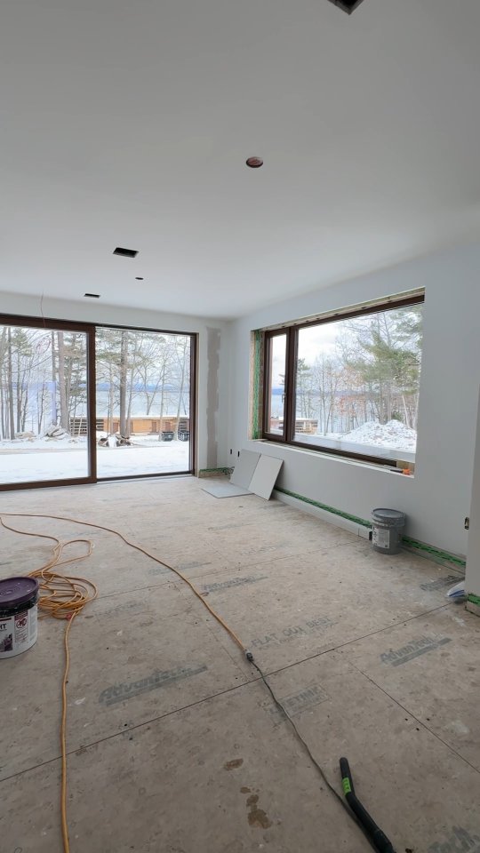 Imagine this view in the summertime—warm breezes flowing through as the sliding doors seamlessly blend indoor and outdoor living. This space is designed to embrace nature, creating the perfect balance between comfort and the great outdoors. Who else is dreaming of summer days here? ☀️🌿
#homerenovation #lakehouse #lakechamplain #phillipjohnson #upstatenewyork #upstateny #nycarpentry #HomeRemodeling #homeremodel