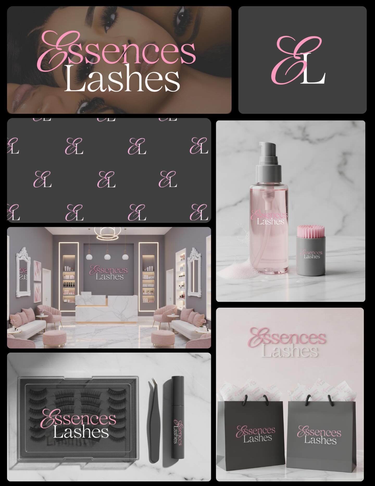 Essences Lashes is a luxury lash brand made for girly girls who know that sometimes all it takes is one good pair of lashes to feel confident.
Where just a lash brings you that extra boost.
That soft glam glow.
That “okayyy I look good” feeling.
Designed to enhance your eyes in a feminine, effortless way, Essences Lashes is all about pretty details, polished beauty, and confidence in every blink.💕😉 #graphicdesign #branding #lash #lashbrand #brandidentitydesign