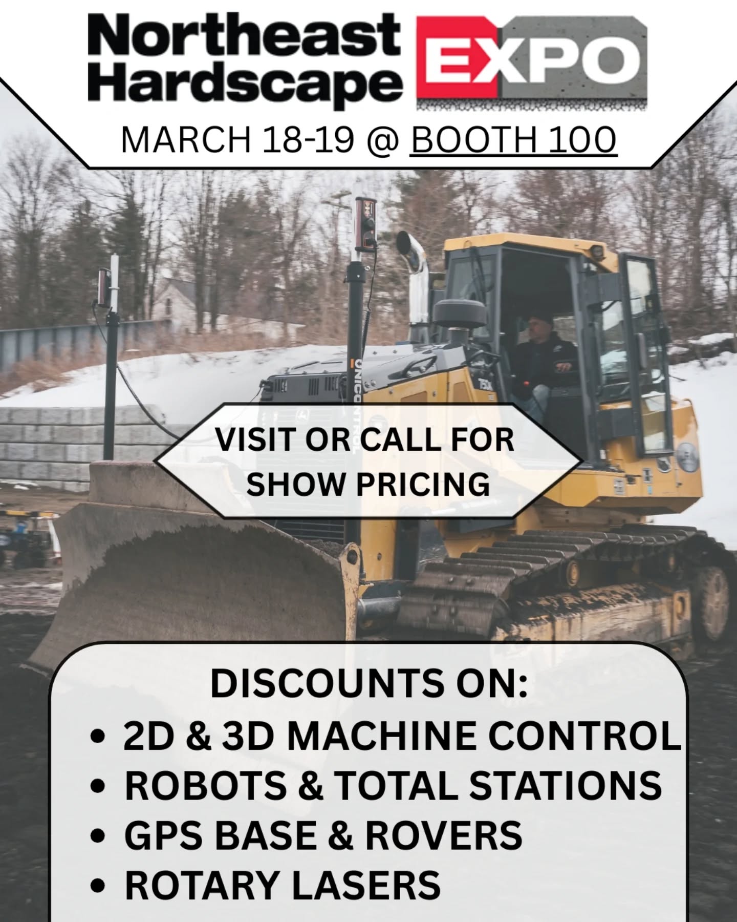 Come visit us at BOOTH 100 at the @northeasthardscapeexpo March 18-19!
We have some new brands and equipment to show off! If you can't make it, give us a call and we'd be happy to answer any of your questions!
Our Brands:
- @spectraprecision
- @leicageosystemsag
- @unicontrol_io
- @geomaxofficial
- @idigsystem
- @secoprecision
#tradeshow #laser #expo #machinecontrol #survey