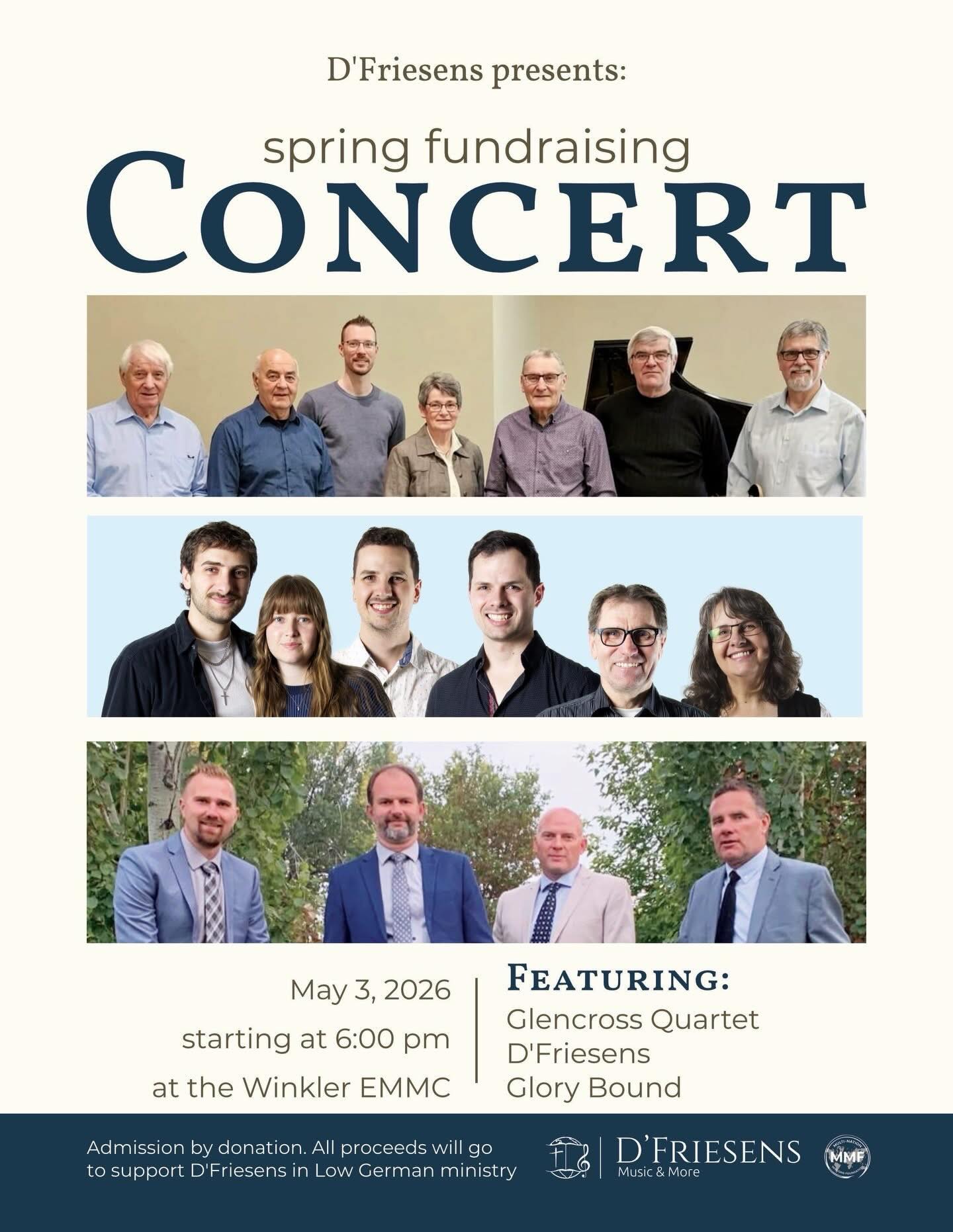 Concert Fundraiser tonight! 6:00 pm at the Winkler EMMC. Inspirational music, short mission report and some fun door prizes!